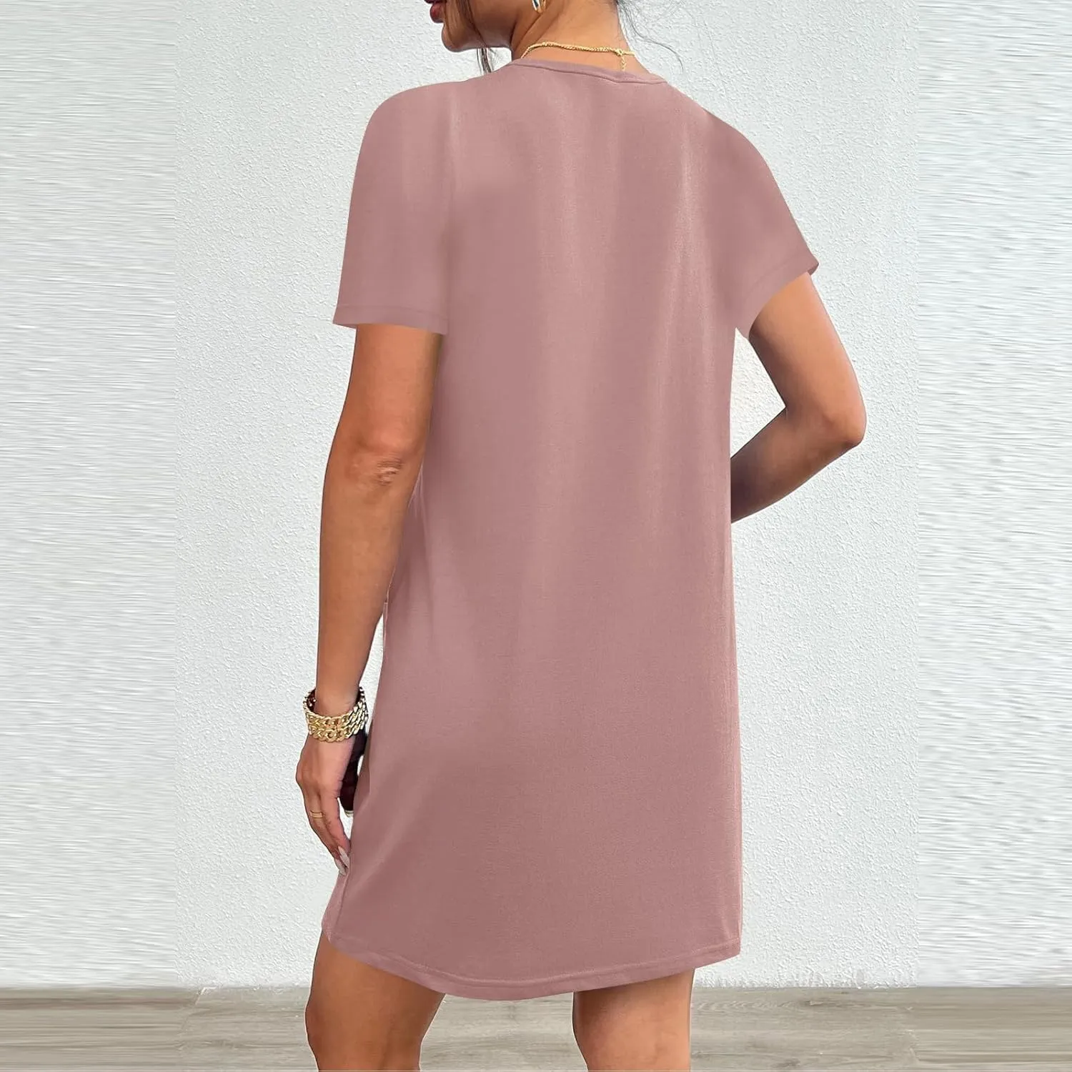 Summer Dresses for Women 2025 Classiac Fit Short Sleeve Midi Dress with Pockets Casual Loose Summer Beach Dresses