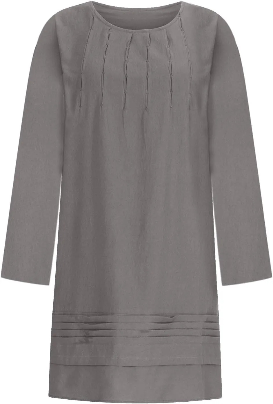Summer Dresses for Women 2025 Vacation Cotton Linen Sundresses Casual Long Sleeve Crewneck Loose Boho Beach Clothes
