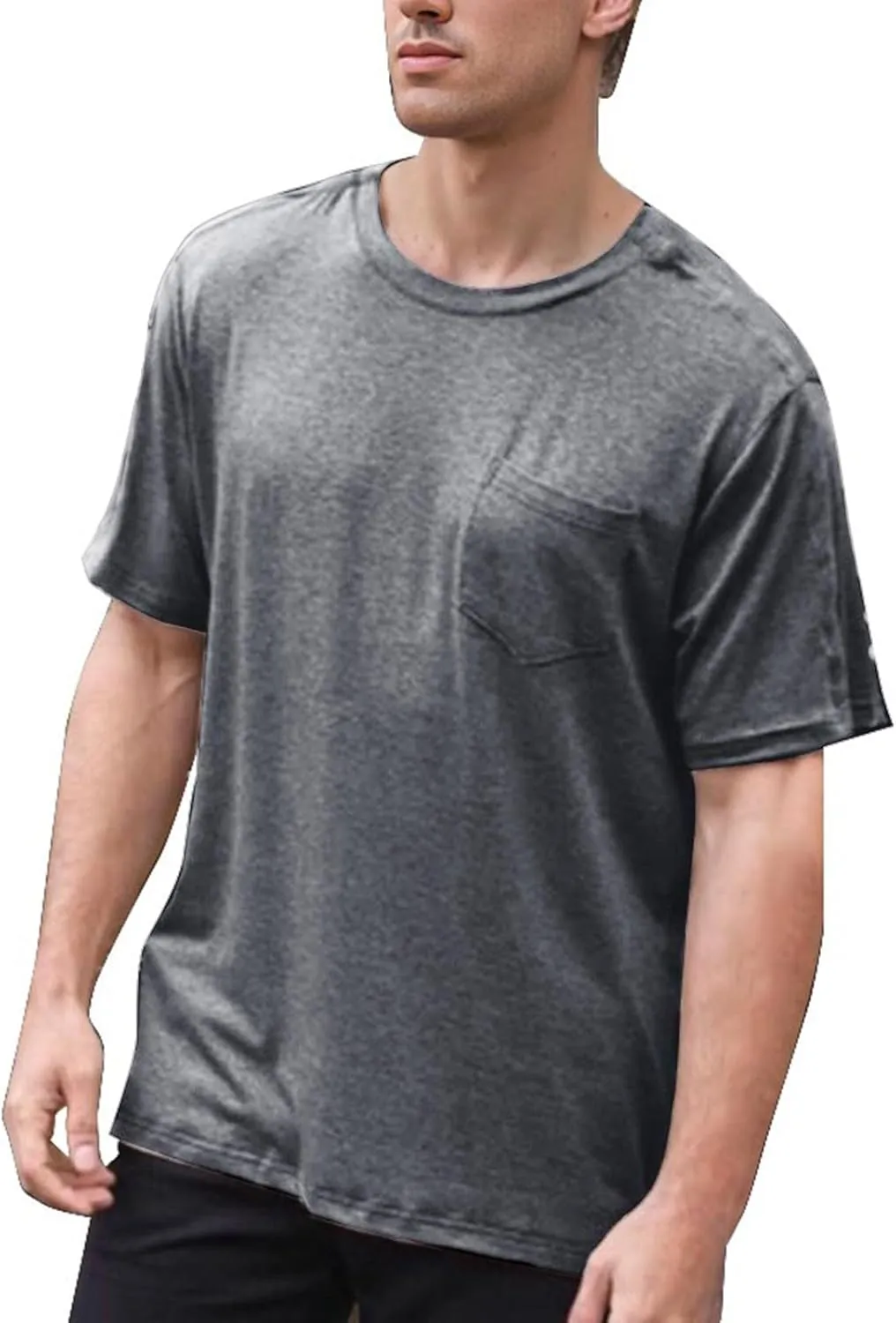 Summer Shirts for Men Solid Color Short Sleeve Crew Neck Comfortable Athletic Summer Comfy Fashion Trendy Tops