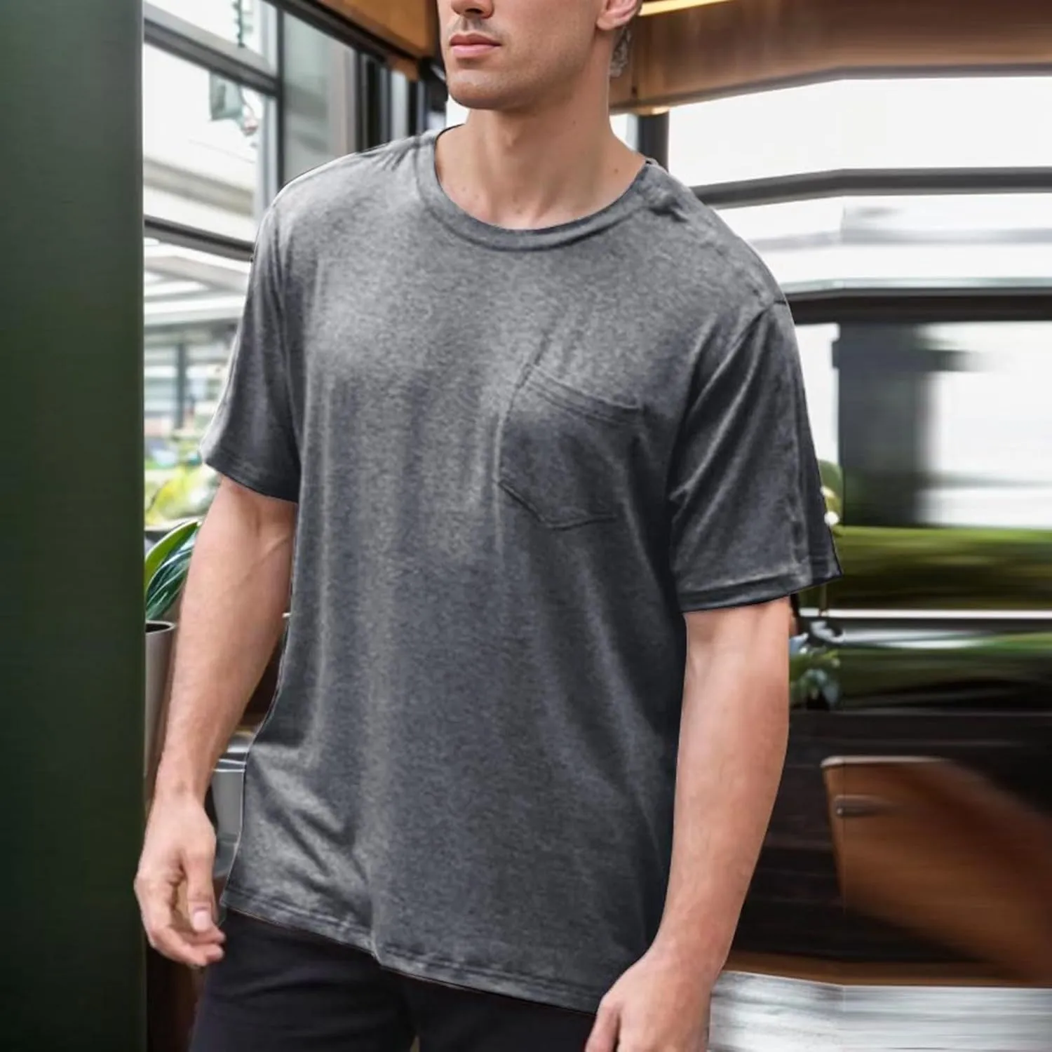 Summer Shirts for Men Solid Color Short Sleeve Crew Neck Comfortable Athletic Summer Comfy Fashion Trendy Tops