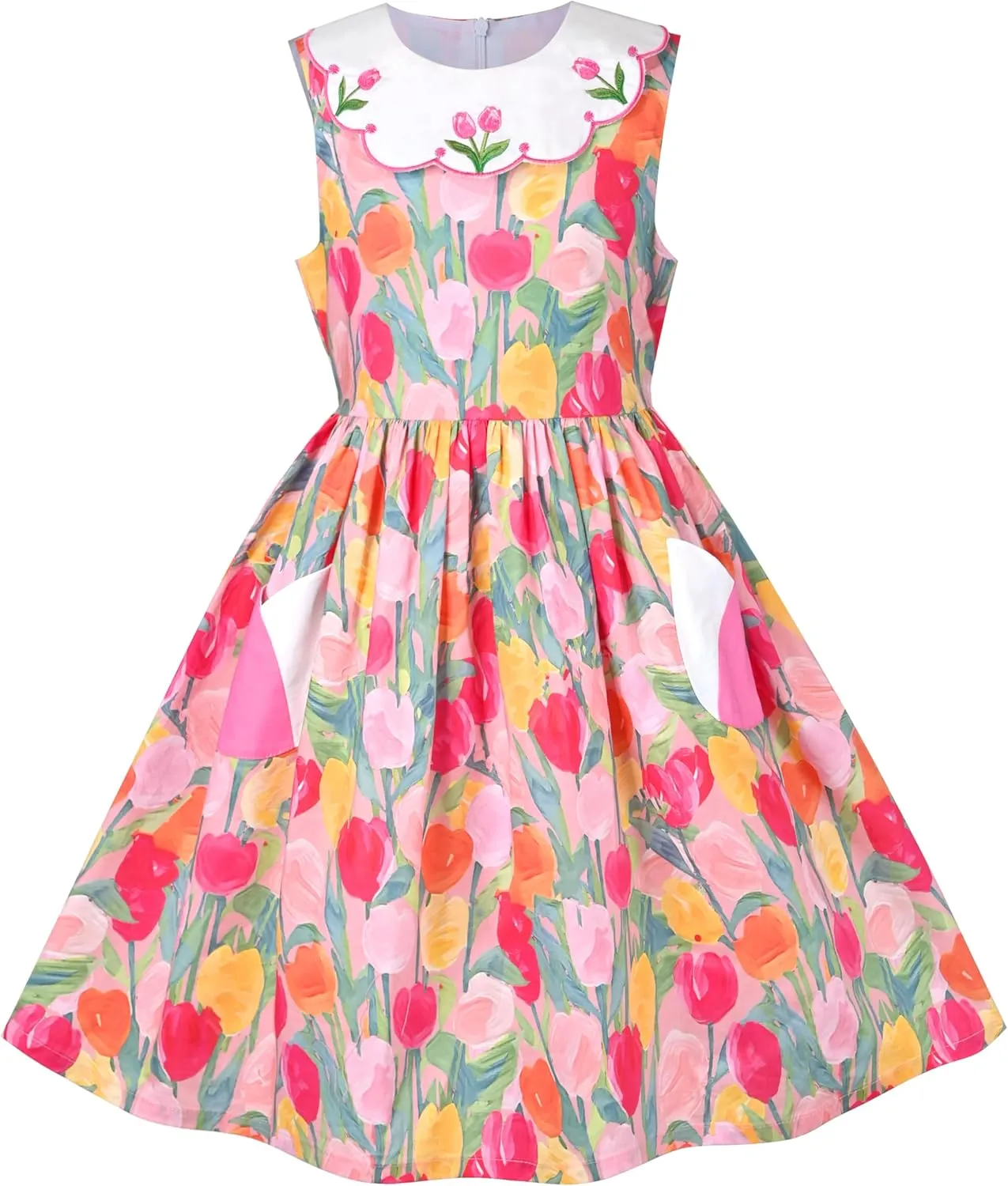 Sunny Fashion Girls Dress Blue Flower Print