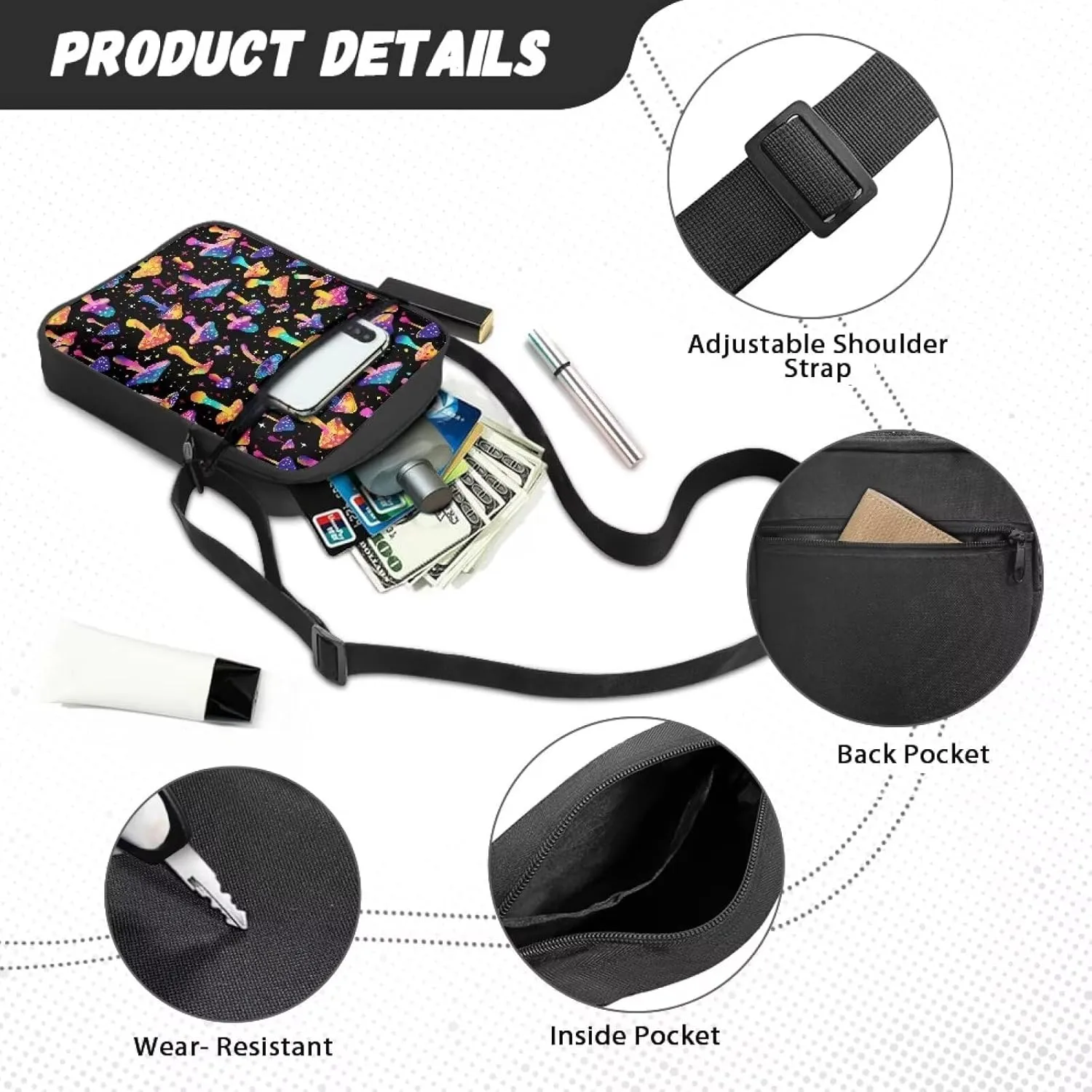 Suobstales Crossbody Bags for Women Shoulder Bag Cell Phone Pouch with Adjustable Strap, Small Messenger Bag Casual Purse