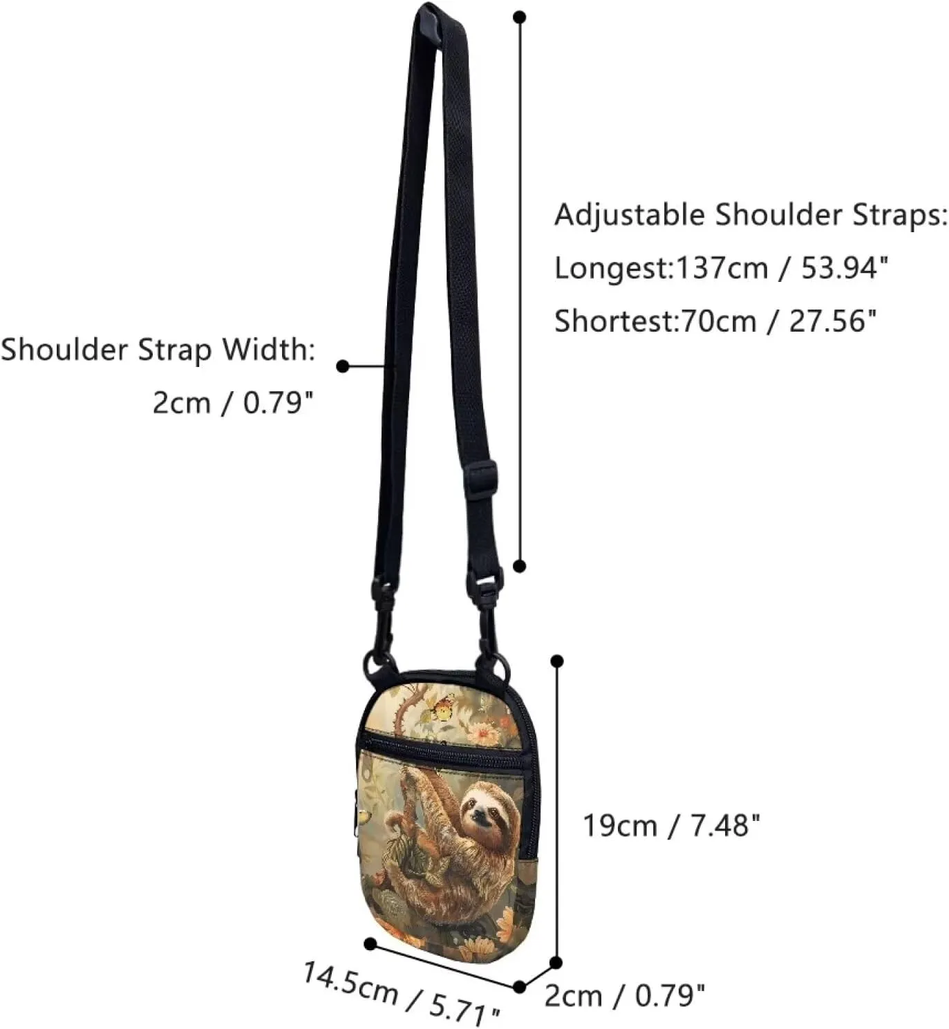 Suobstales Messenger Bag for Women Crossbody Zipper Bag with Adjustable Strap Portable Phone Purse Shoulder Handbag