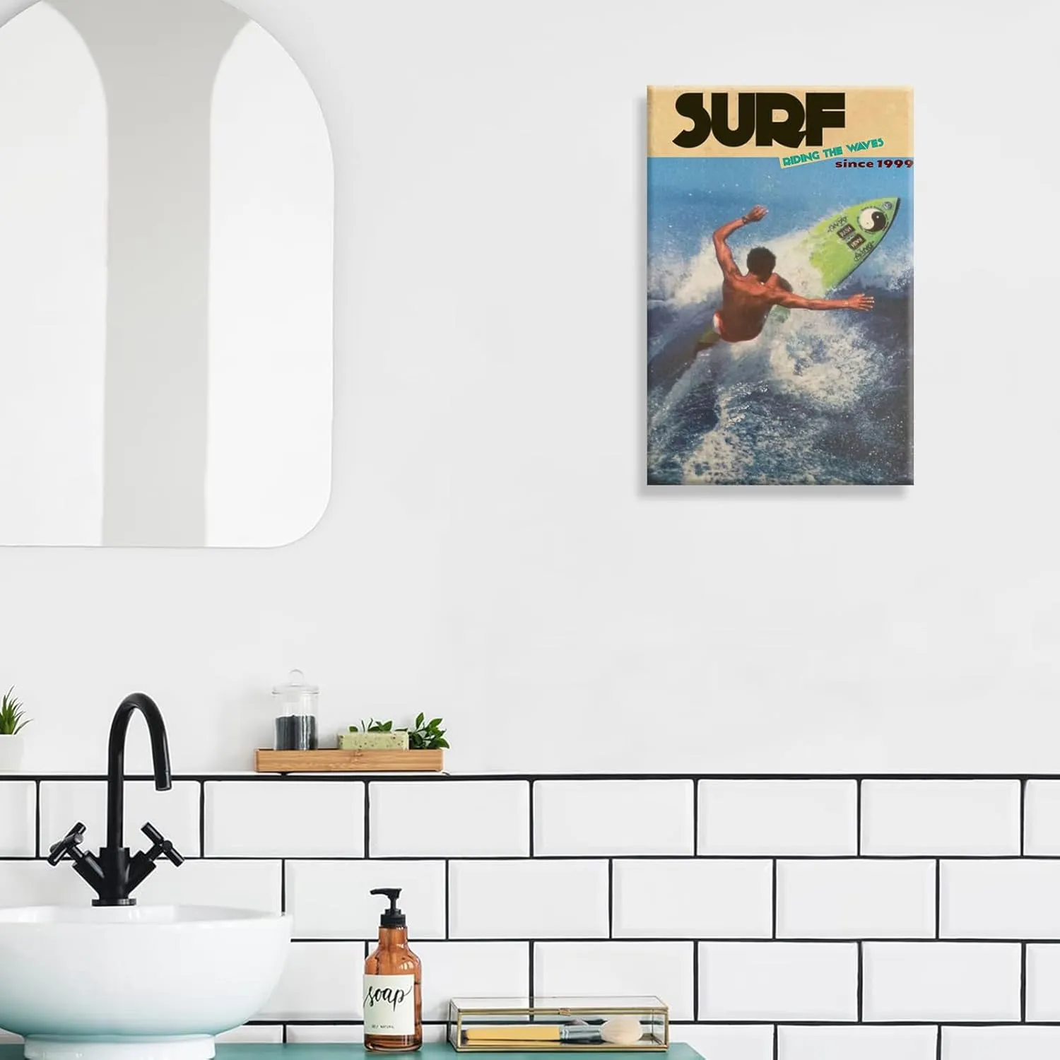 Surf Poster Surf Wall Art Coastal Beach Summer Surf Gallery Wall Poster Master Surfboards Fashion Surfboard Print Surfing Beach Scene Artwork For Living Room Canvas Wall Art 12x16in Framed