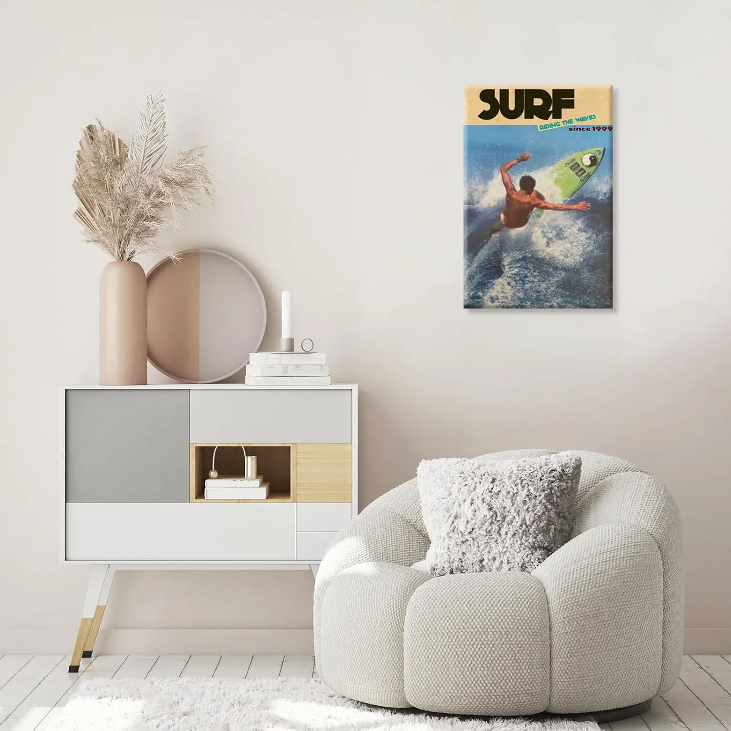 Surf Poster Surf Wall Art Coastal Beach Summer Surf Gallery Wall Poster Master Surfboards Fashion Surfboard Print Surfing Beach Scene Artwork For Living Room Canvas Wall Art 12x16in Framed