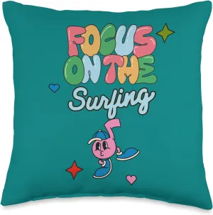 Surfing Waves Ocean Beach Ride Surfboard Sunset Throw Pillow