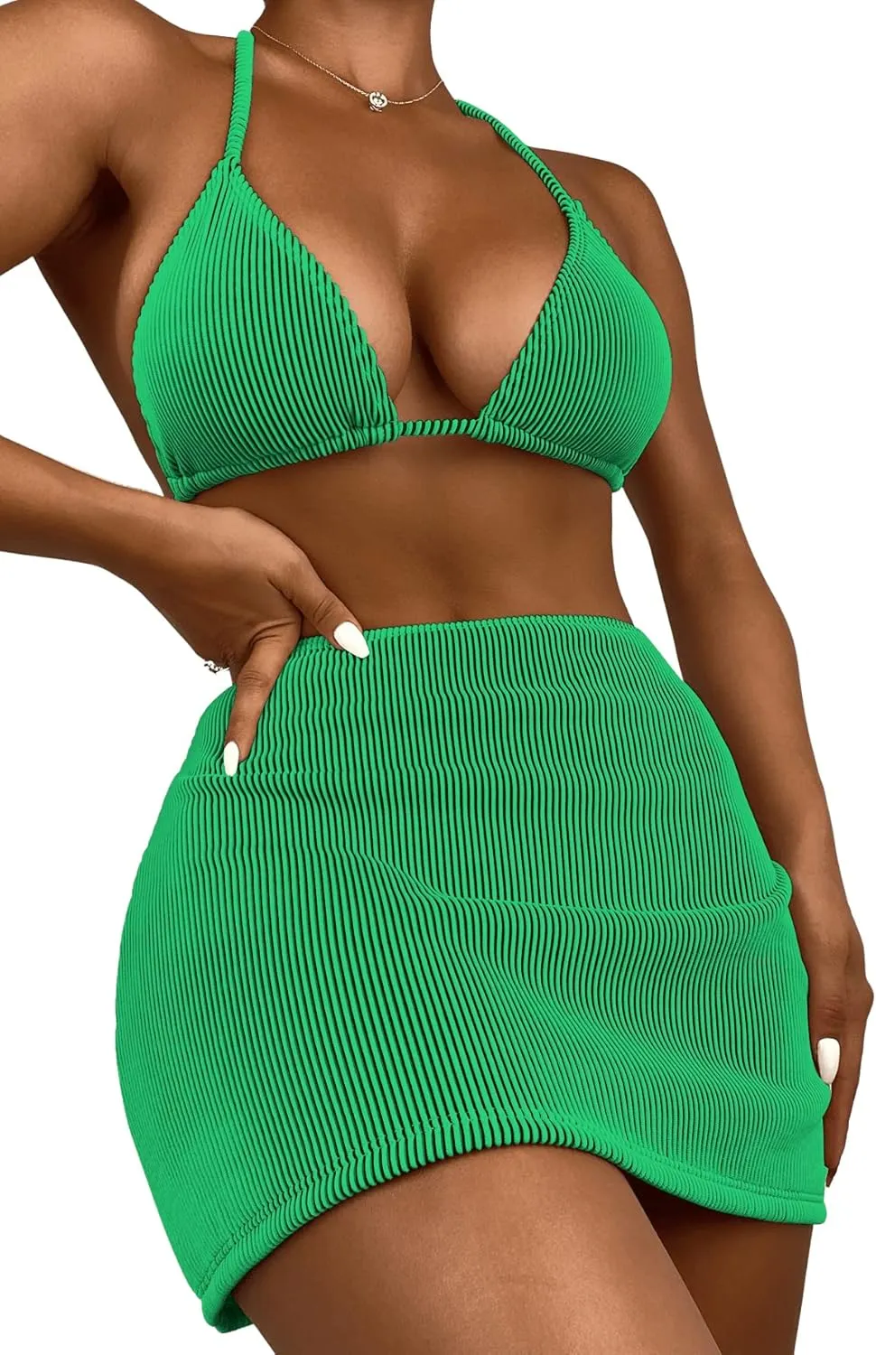SweatyRocks Women's 3 Piece Zebra Striped Bikini Swimsuit Set & Beach Skirt Set Bathing Suit
