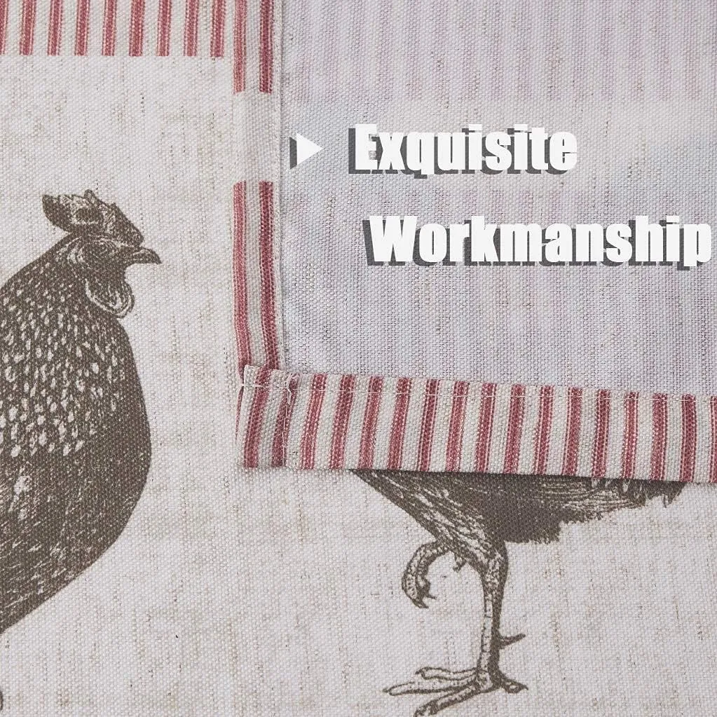 SXZJTEX Farmhouse Rooster Kitchen Boho Rustic Curtains Tier, Rod Pocket Panels for Living Room,Kitchen, Bathroom and Cafa, 27''W x 24'' L, 2 Panels,Red