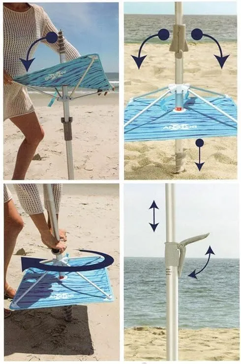 T0MMY BAHAMA 8 ft Beach Umbrella with wind vent and sand anchor
