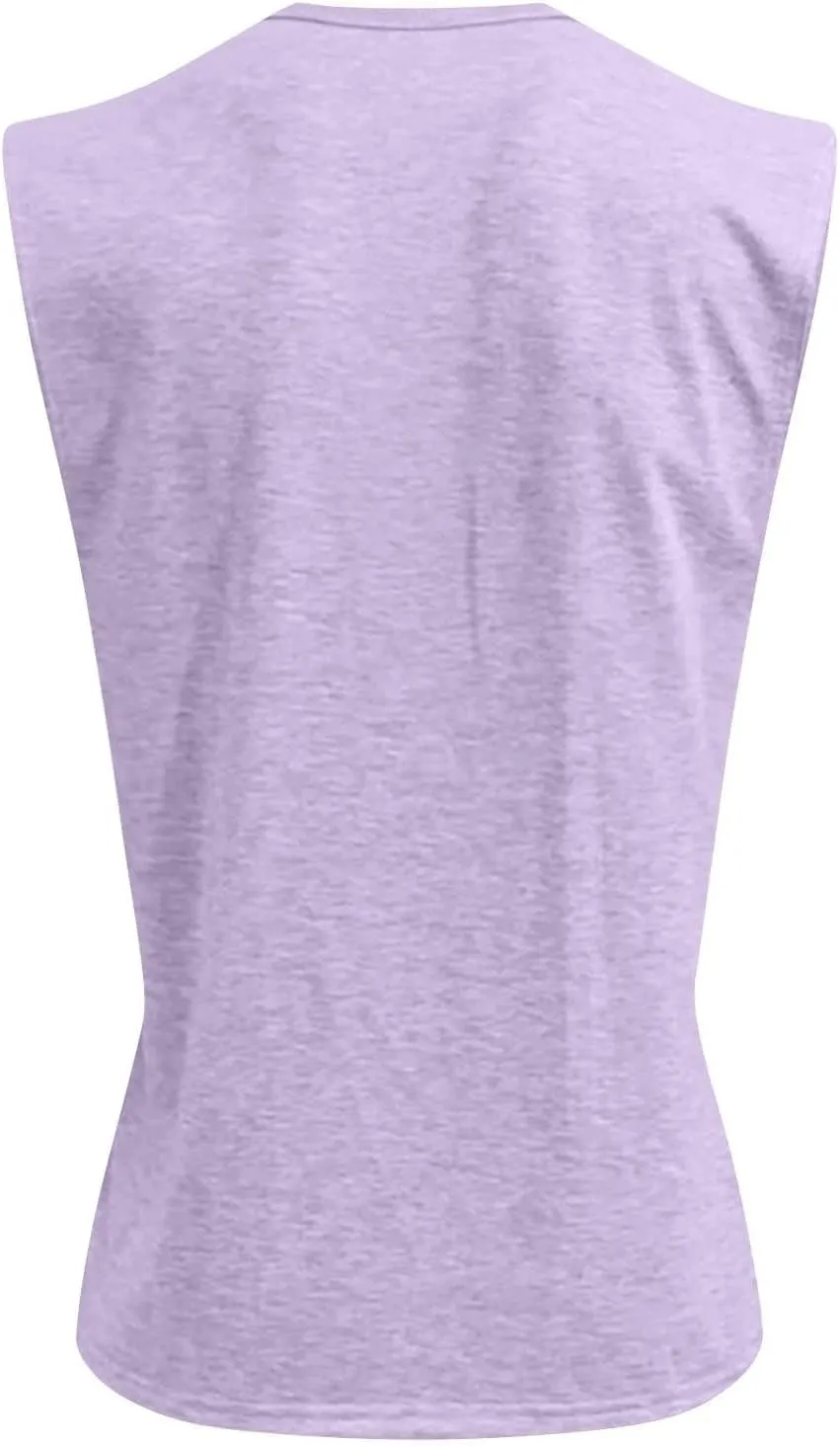 Tank Tops for Men Sleeveless Muscle Gym Workout Henley Shirts Beach Summer Vintage Button Down Tank Tops with Pocket