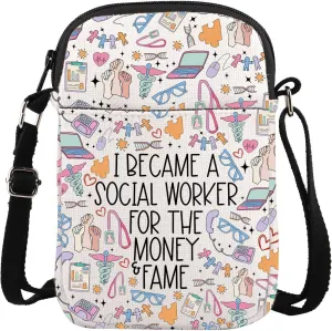 TGBJE Social Worker Crossbody Bag I Became a Social worker For The Money And Fame Messenger Bags