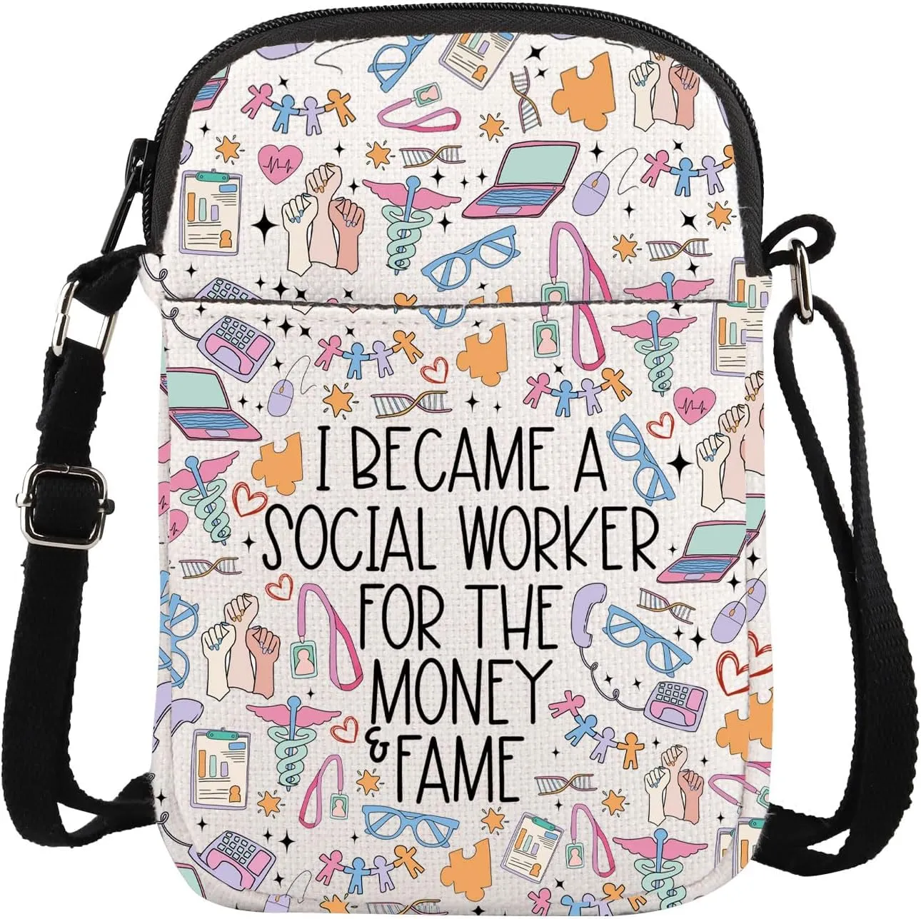 TGBJE Social Worker Crossbody Bag I Became a Social worker For The Money And Fame Messenger Bags