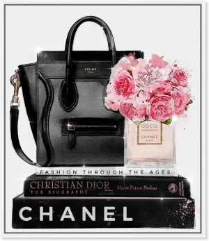 The Oliver Gal Artist Co. Fashion and Glam Framed Wall Art Canvas Prints 'Elegant Essentials' Handbags Home Décor, 36 in x 45 in, Black, Pink