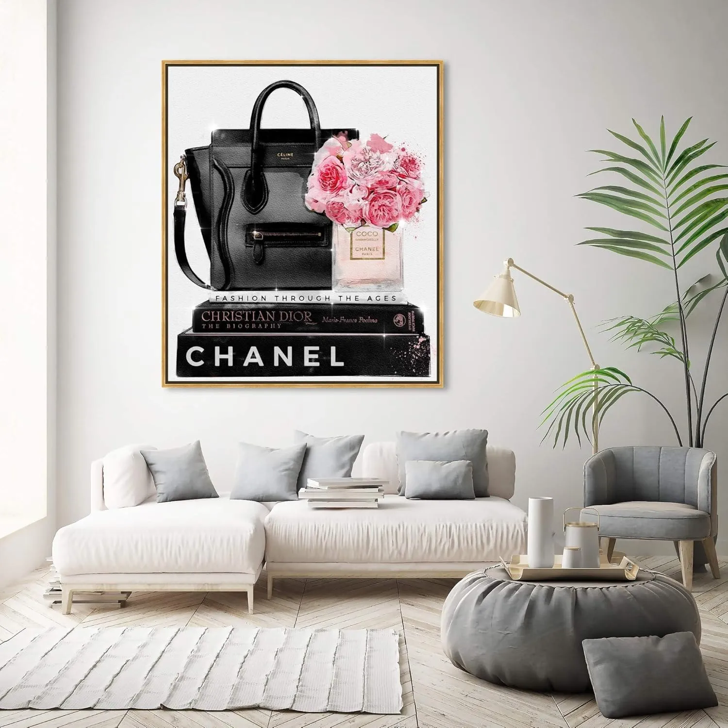 The Oliver Gal Artist Co. Fashion and Glam Framed Wall Art Canvas Prints 'Elegant Essentials' Handbags Home Décor, 36 in x 45 in, Black, Pink