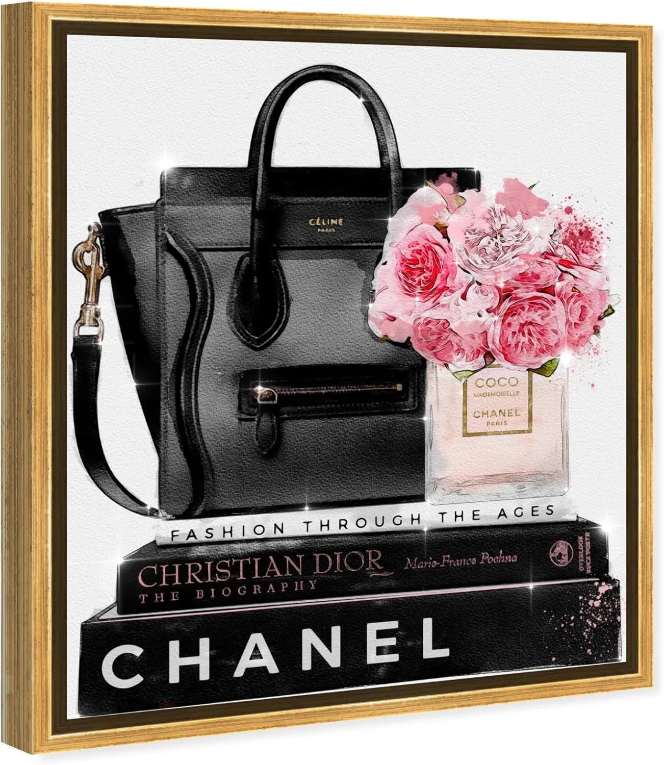 The Oliver Gal Artist Co. Fashion and Glam Framed Wall Art Canvas Prints 'Elegant Essentials' Handbags Home Décor, 36 in x 45 in, Black, Pink