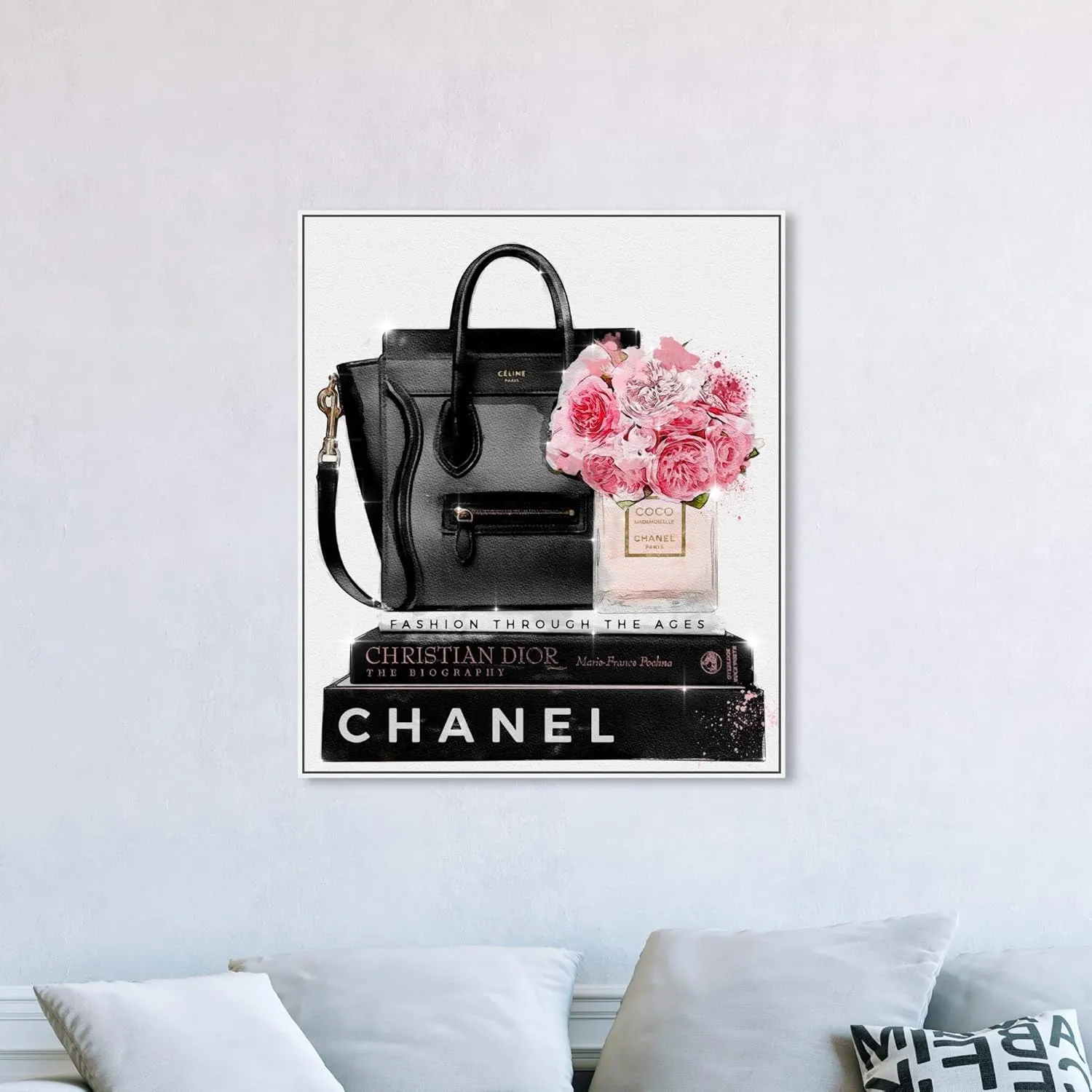 The Oliver Gal Artist Co. Fashion and Glam Framed Wall Art Canvas Prints 'Elegant Essentials' Handbags Home Décor, 36 in x 45 in, Black, Pink