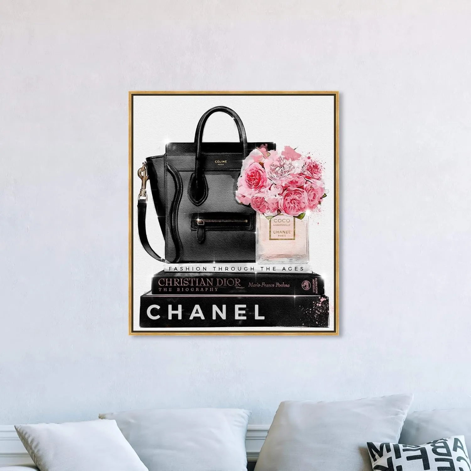 The Oliver Gal Artist Co. Fashion and Glam Framed Wall Art Canvas Prints 'Elegant Essentials' Handbags Home Décor, 36 in x 45 in, Black, Pink