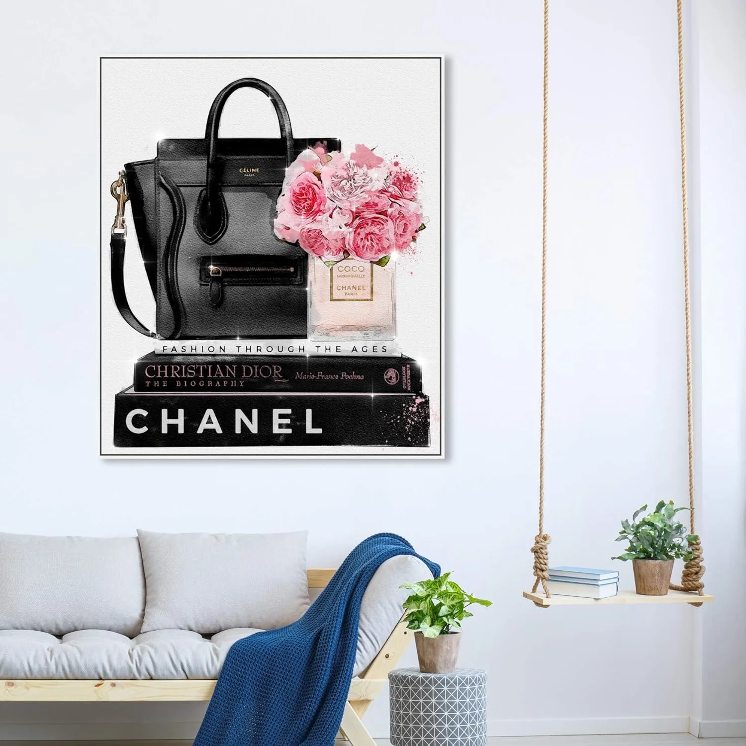 The Oliver Gal Artist Co. Fashion and Glam Framed Wall Art Canvas Prints 'Elegant Essentials' Handbags Home Décor, 36 in x 45 in, Black, Pink