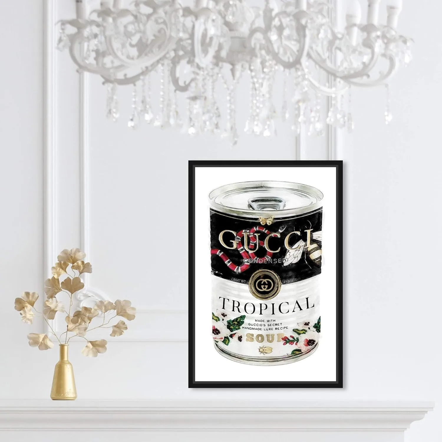 The Oliver Gal Artist Co. Fashion and Glam Framed Wall Art Canvas Prints 'Italian Luxe Soup Can Home Décor, 10 in x 15