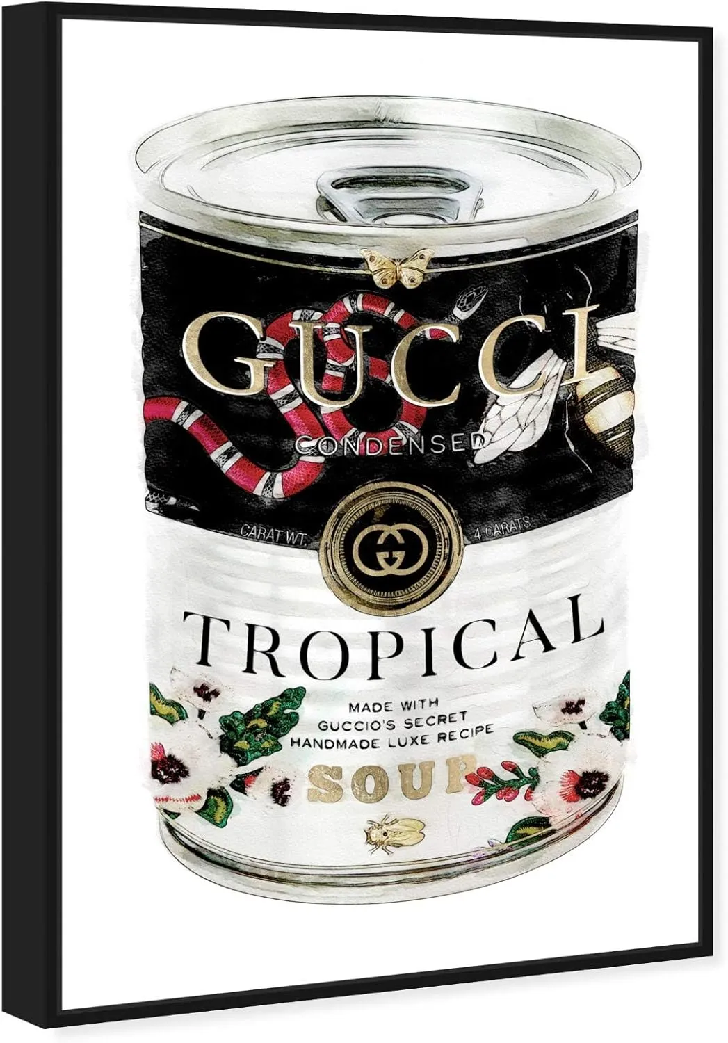 The Oliver Gal Artist Co. Fashion and Glam Framed Wall Art Canvas Prints 'Italian Luxe Soup Can Home Décor, 10 in x 15