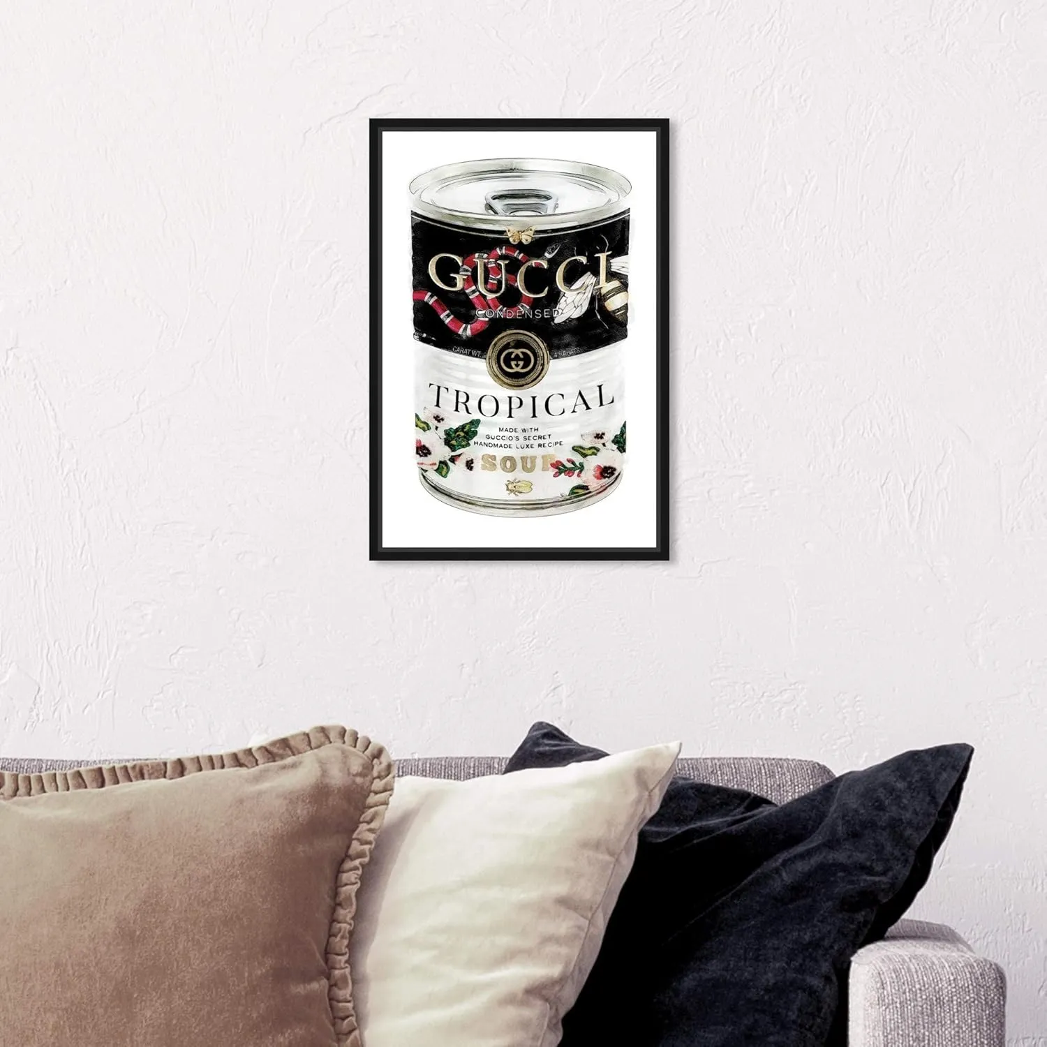 The Oliver Gal Artist Co. Fashion and Glam Framed Wall Art Canvas Prints 'Italian Luxe Soup Can Home Décor, 10 in x 15