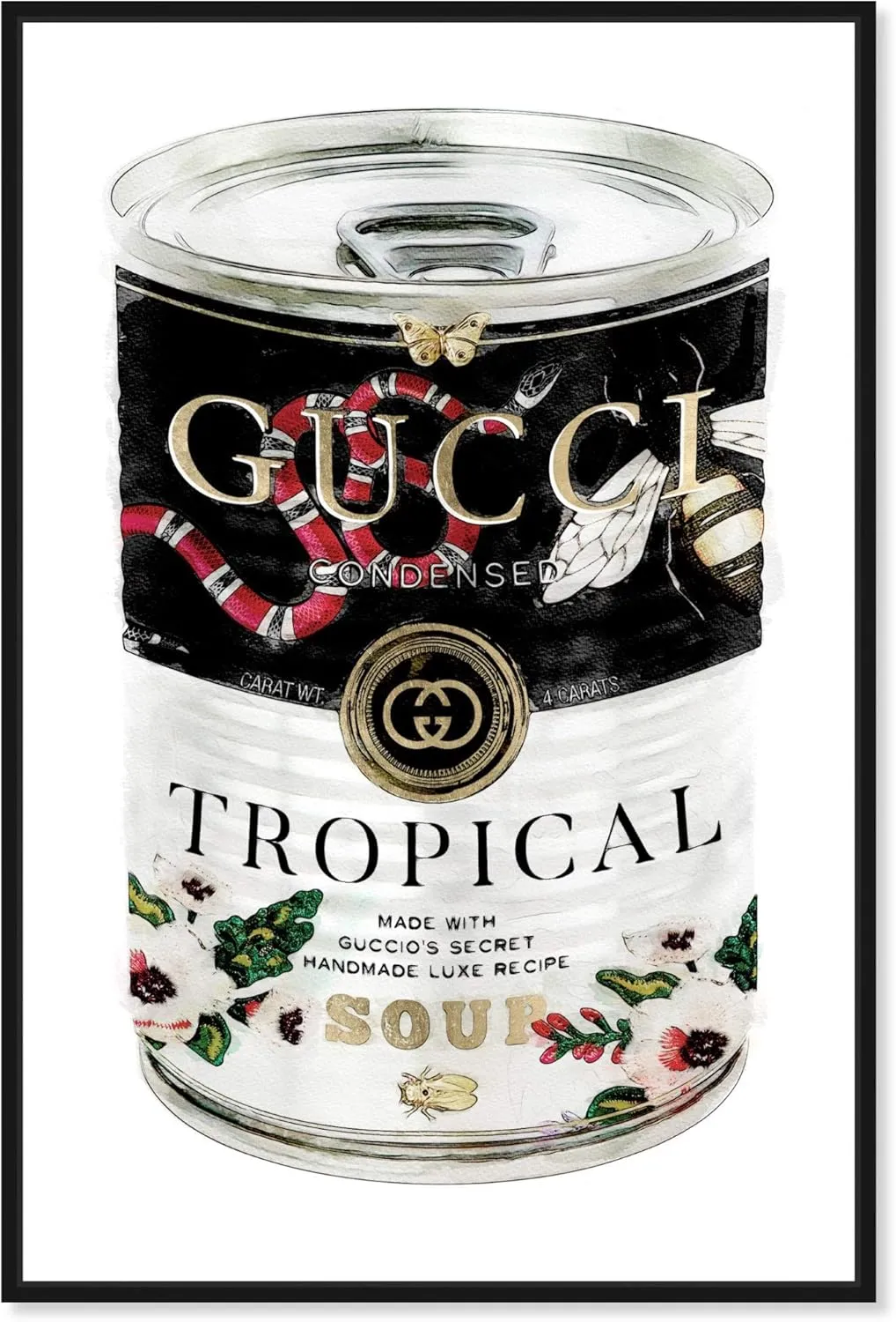 The Oliver Gal Artist Co. Fashion and Glam Framed Wall Art Canvas Prints 'Italian Luxe Soup Can Home Décor, 10 in x 15