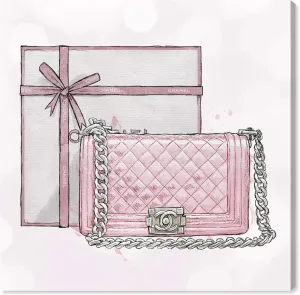 The Oliver Gal Artist Co. Fashion and Glam Wall Art Canvas Prints 'A Boys Bag Silver' Home Décor, 30" x 30", Pink, Gray