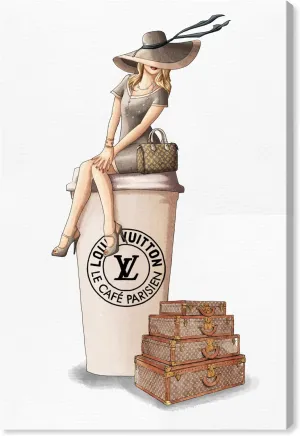The Oliver Gal Artist Co. Fashion and Glam Wall Art Canvas Prints 'Cafe au Lait Paris' Handbags Home Décor, 16" x 24", Brown, Brown