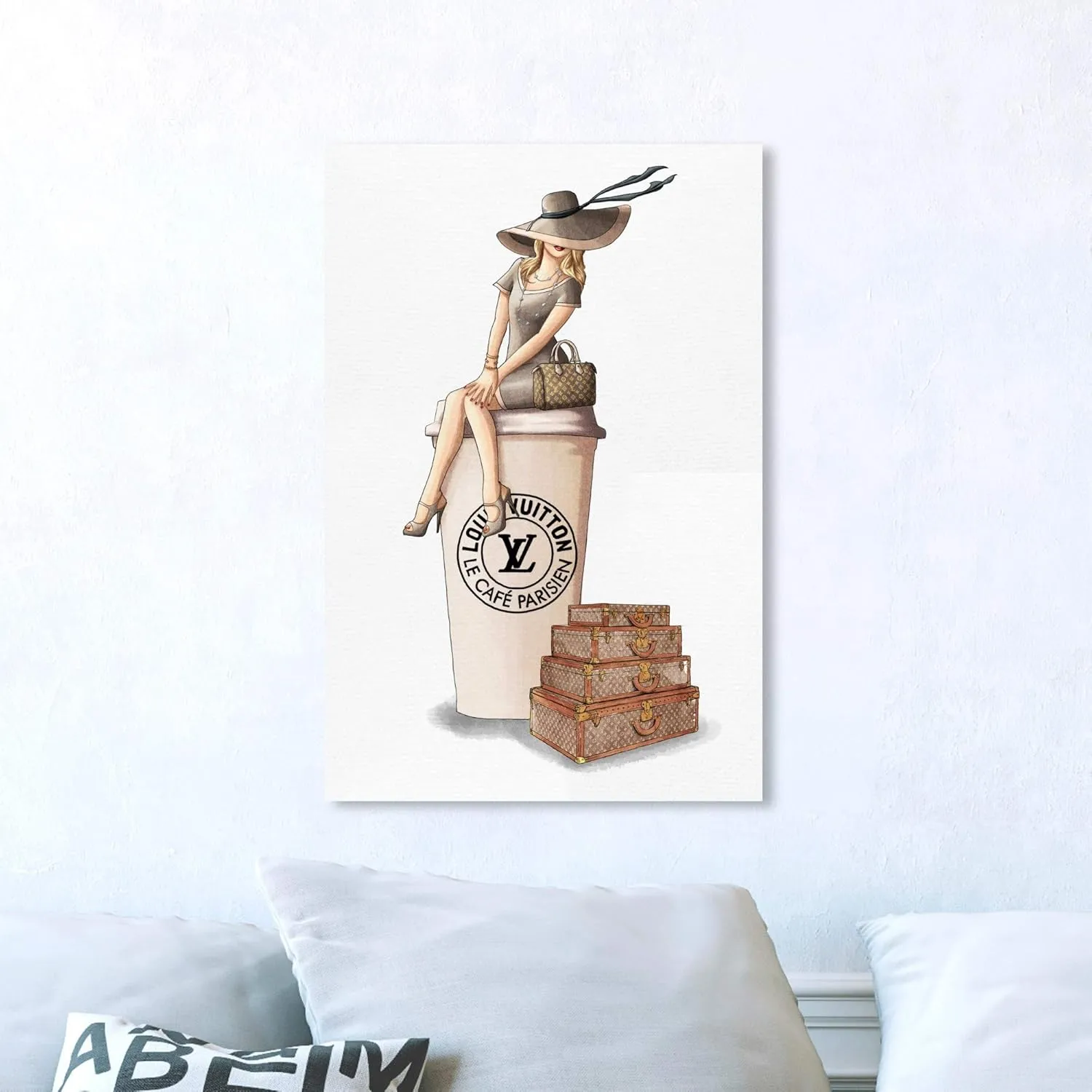 The Oliver Gal Artist Co. Fashion and Glam Wall Art Canvas Prints 'Cafe au Lait Paris' Handbags Home Décor, 16" x 24", Brown, Brown