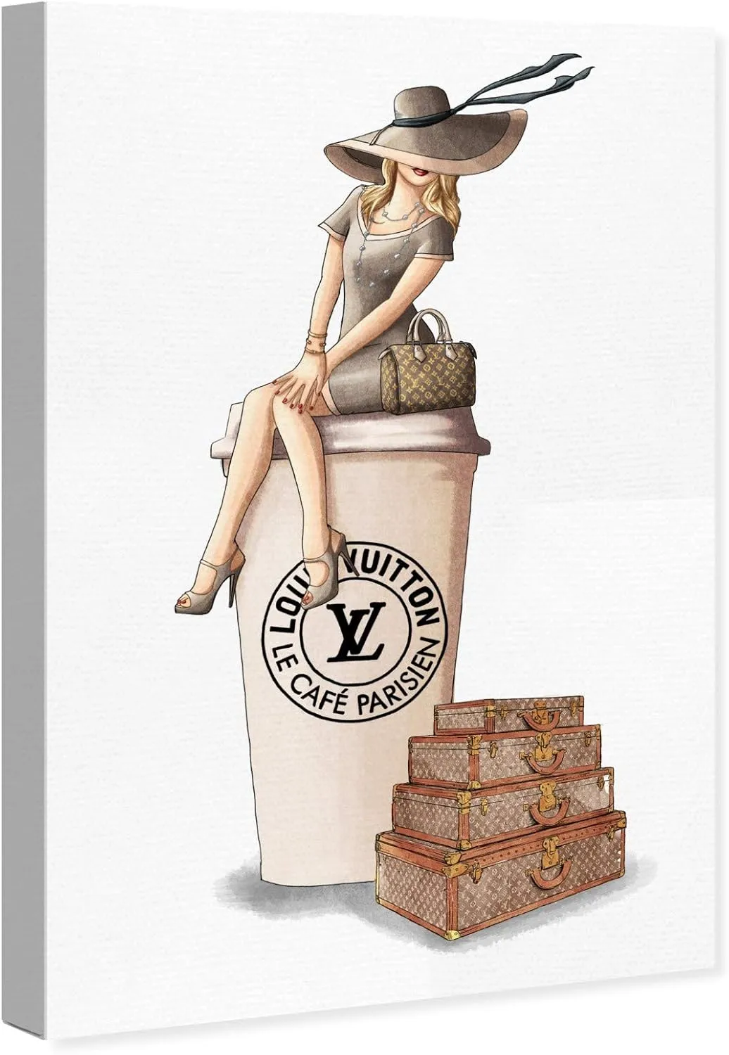 The Oliver Gal Artist Co. Fashion and Glam Wall Art Canvas Prints 'Cafe au Lait Paris' Handbags Home Décor, 16" x 24", Brown, Brown
