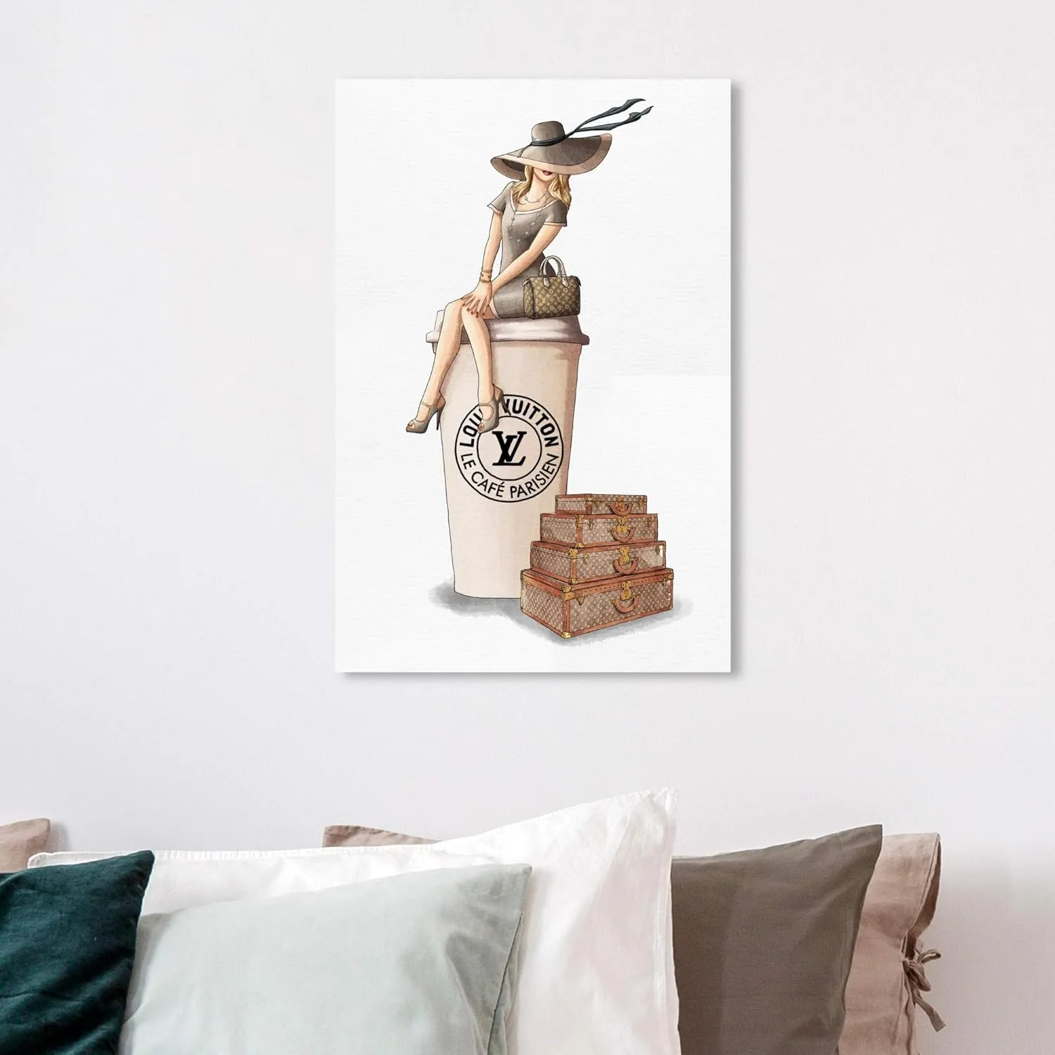 The Oliver Gal Artist Co. Fashion and Glam Wall Art Canvas Prints 'Cafe au Lait Paris' Handbags Home Décor, 16" x 24", Brown, Brown