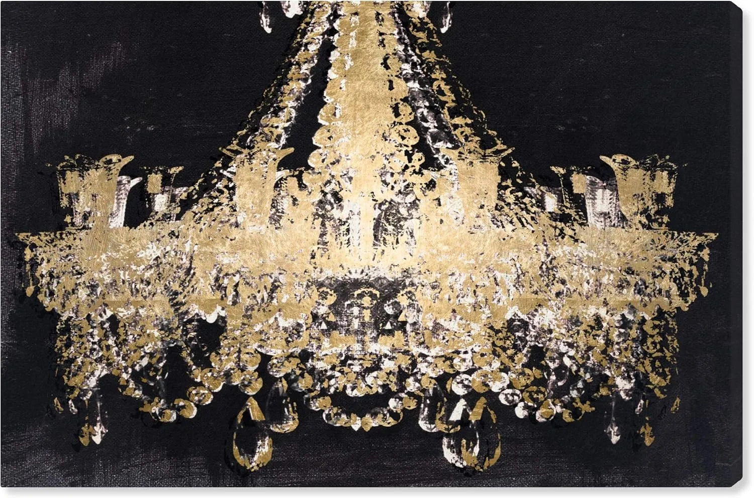 The Oliver Gal Artist Co. Fashion and Glam Wall Art Canvas Prints 'Chandelier Gold' Home Décor, 15" x 10", Black