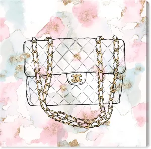 The Oliver Gal Artist Co. Fashion and Glam Wall Art Canvas Prints 'Everything But My Watercolor Bag' Home Décor, 16" x 16", White, Pink