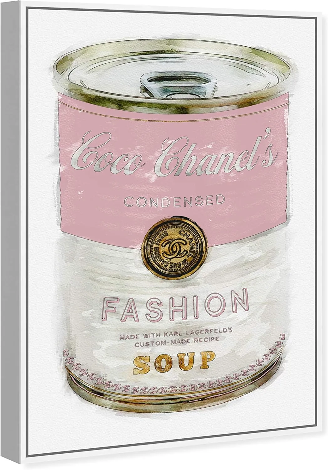 The Oliver Gal Artist Co. Fashion and Glam Wall Art Canvas Prints, 'Fashion Soup Pink', 20" x 30", White Frame