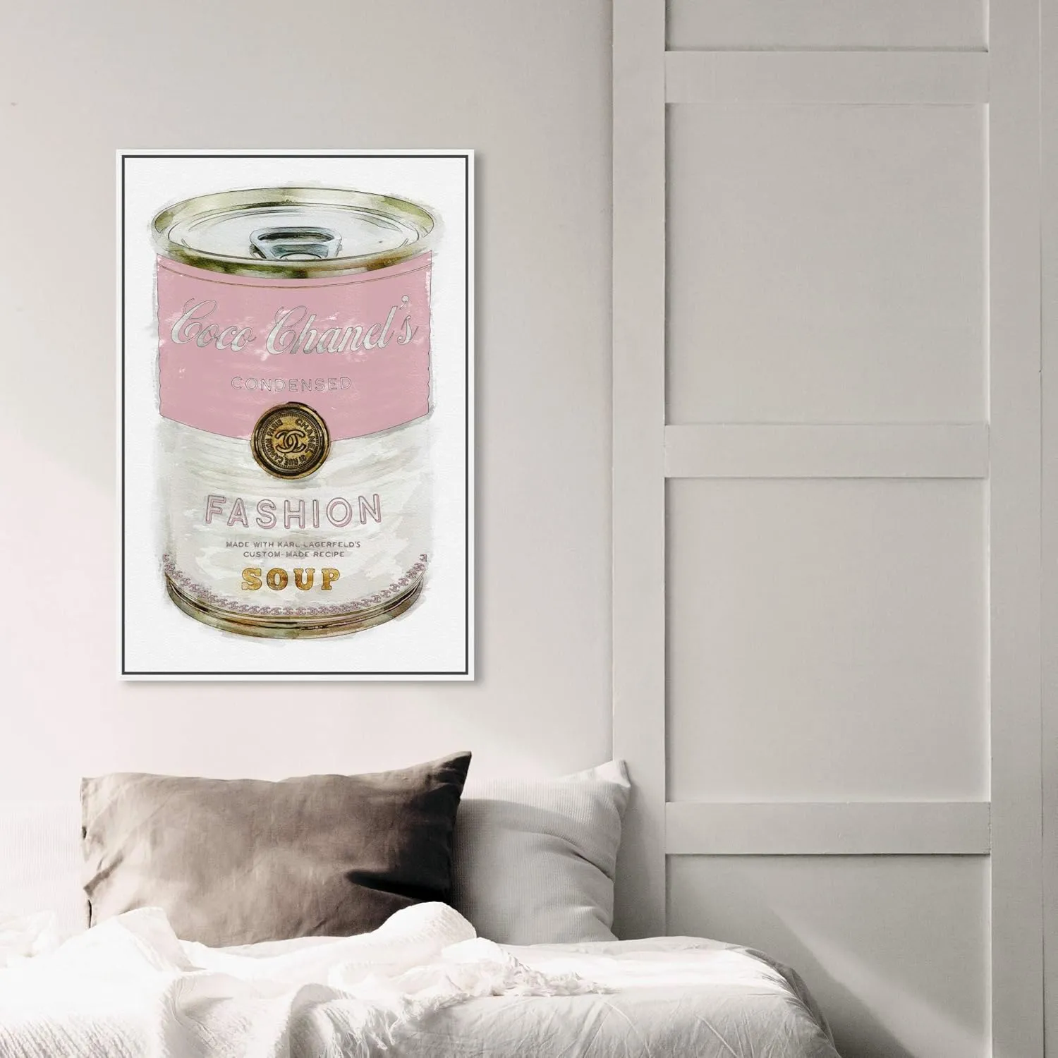 The Oliver Gal Artist Co. Fashion and Glam Wall Art Canvas Prints, 'Fashion Soup Pink', 20" x 30", White Frame