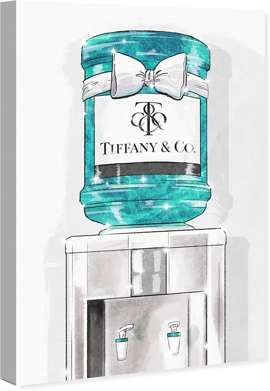 The Oliver Gal Artist Co. Fashion and Glam Wall Art Canvas Prints 'Jeweled Watercooler' Home Décor, 16 in x 24 in, Blue, Gray