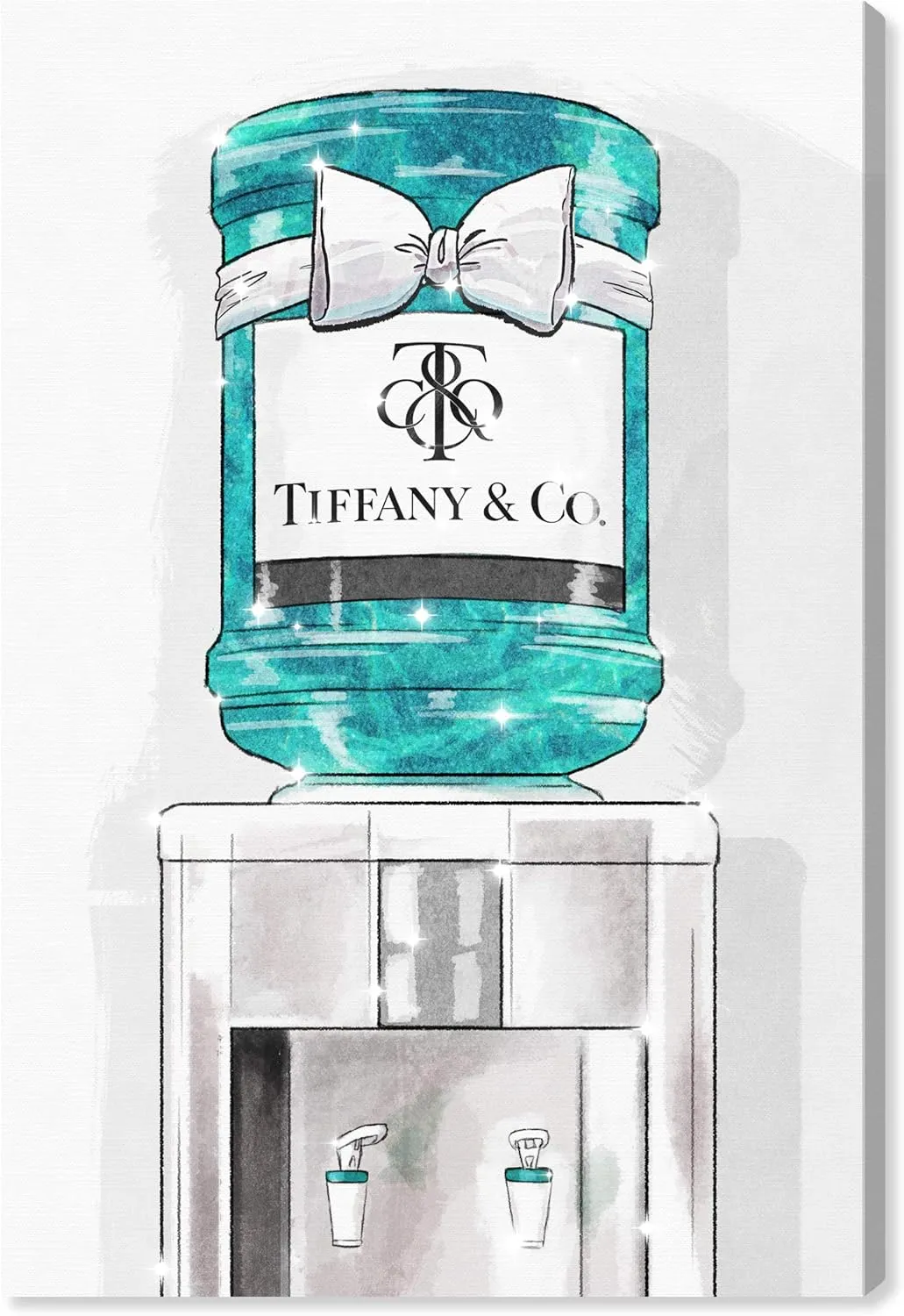 The Oliver Gal Artist Co. Fashion and Glam Wall Art Canvas Prints 'Jeweled Watercooler' Home Décor, 16 in x 24 in, Blue, Gray