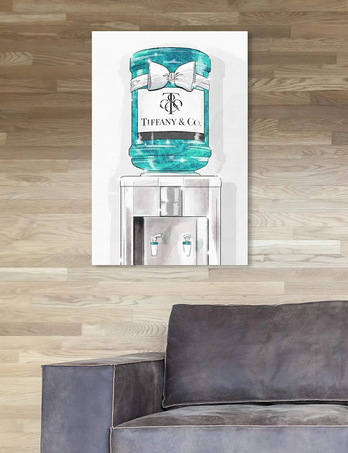 The Oliver Gal Artist Co. Fashion and Glam Wall Art Canvas Prints 'Jeweled Watercooler' Home Décor, 16 in x 24 in, Blue, Gray