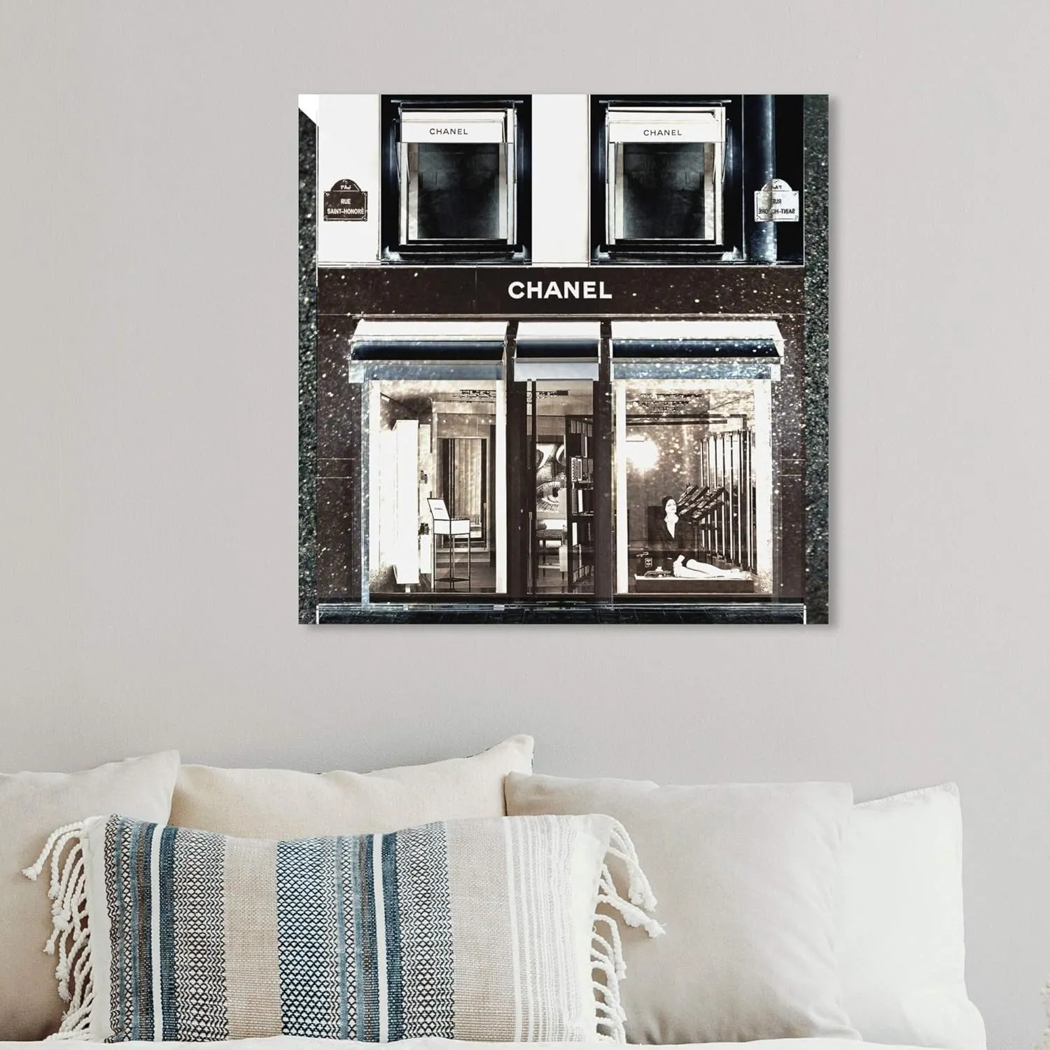 The Oliver Gal Artist Co. Fashion and Glam Wall Art Canvas Prints 'My Favorite Store' Lifestyle Home Décor, 12" x 12", Black, White