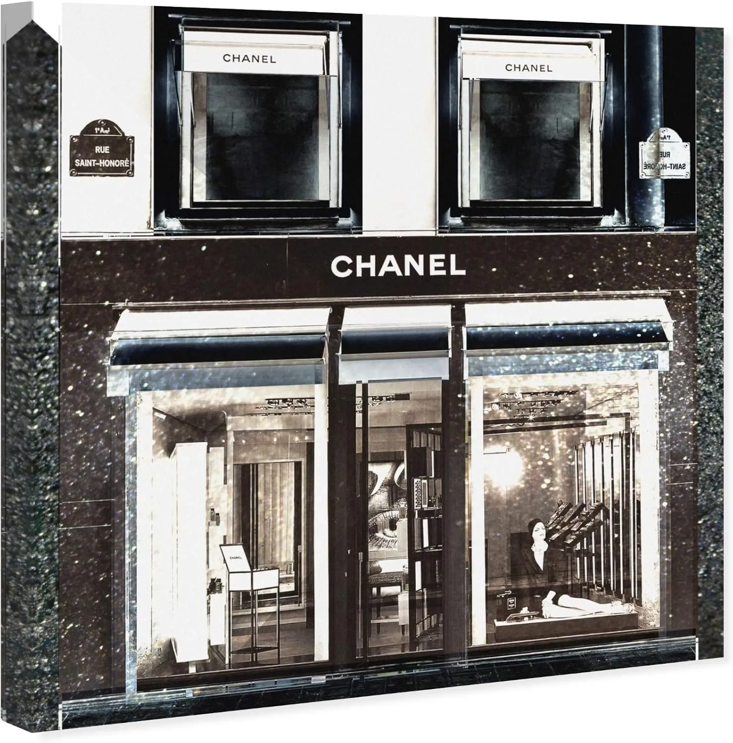 The Oliver Gal Artist Co. Fashion and Glam Wall Art Canvas Prints 'My Favorite Store' Lifestyle Home Décor, 12" x 12", Black, White