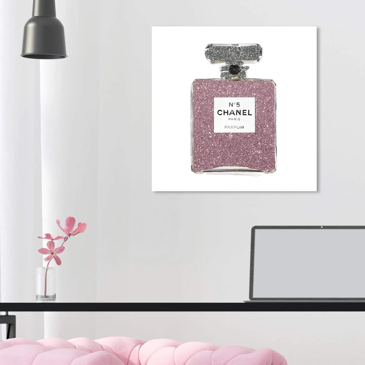 The Oliver Gal Artist Co. Fashion and Glam Wall Art Canvas Prints 'Pink Classic Number 5' Home Décor, 16 in x 16