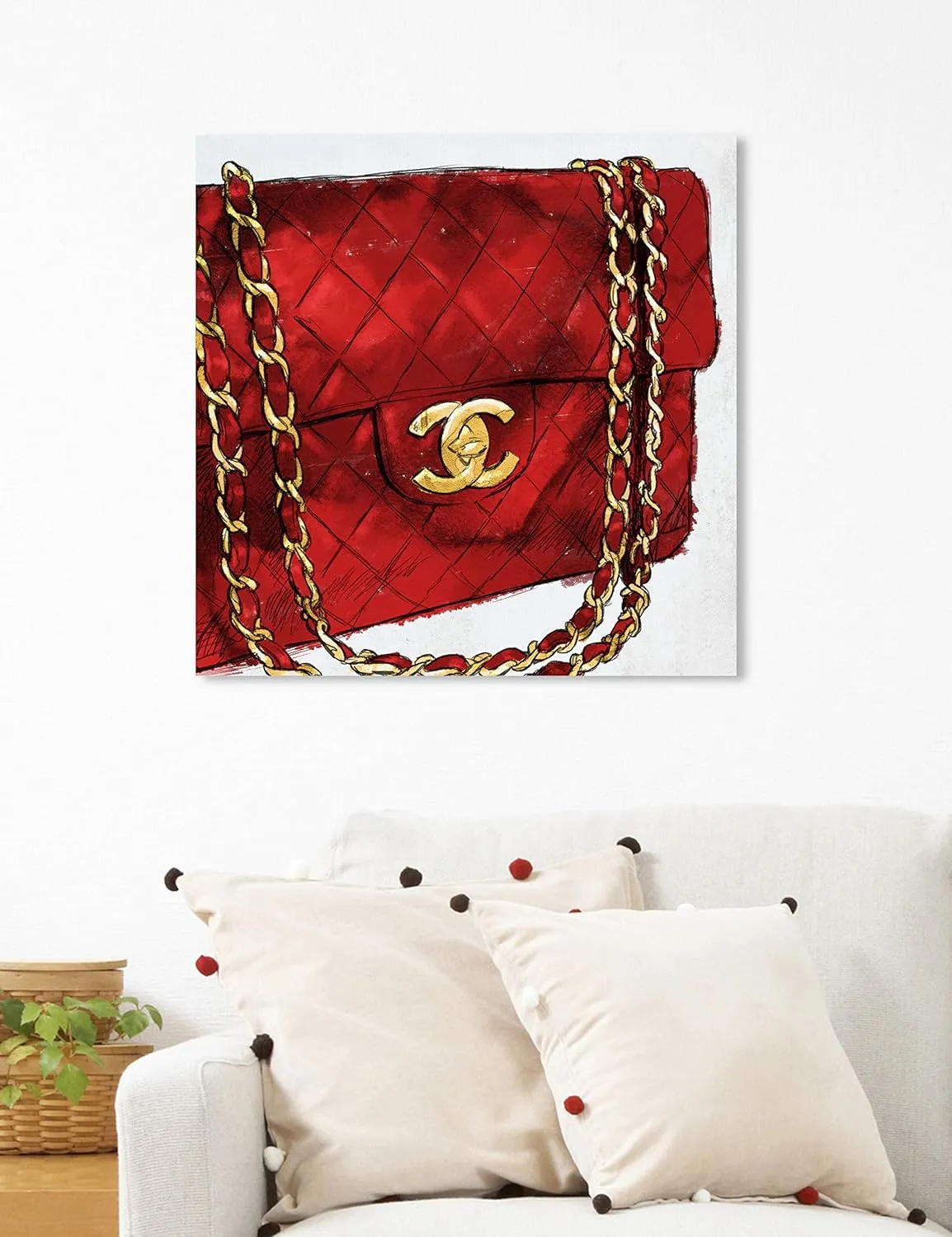 The Oliver Gal Artist Co. Fashion and Glam Wall Art Canvas Prints 'Pride and Joy Cherry' Home Décor, 20 in x 20 in, Red, Gold