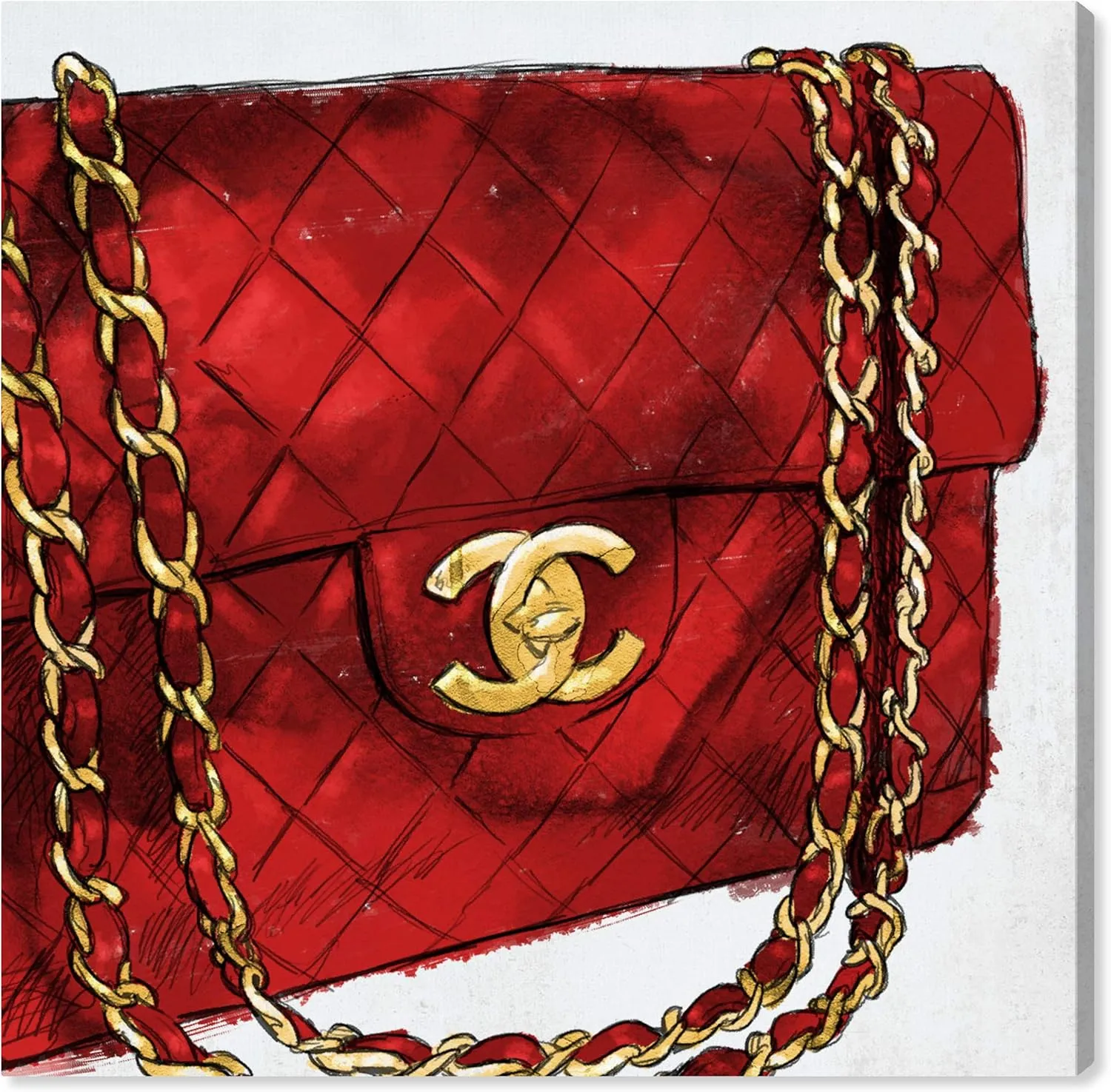 The Oliver Gal Artist Co. Fashion and Glam Wall Art Canvas Prints 'Pride and Joy Cherry' Home Décor, 20 in x 20 in, Red, Gold