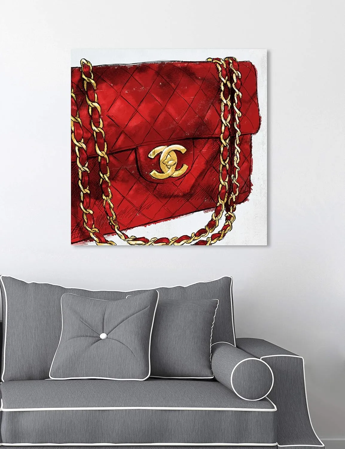 The Oliver Gal Artist Co. Fashion and Glam Wall Art Canvas Prints 'Pride and Joy Cherry' Home Décor, 20 in x 20 in, Red, Gold