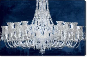 The Oliver Gal Artist Co. Fashion and Glam Wall Art Canvas Prints 'Royal Gala Night Silver' Chandeliers Home Décor, 15" x 10", Gray, Blue