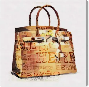 The Oliver Gal Artist Co. Fashion and Glam Wall Art Canvas Prints 'The Iconic Handbag' Home Décor, 20" x 20", Orange, White