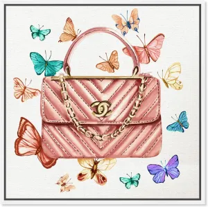 The Oliver Gal Artist Co. Fashion and Glam Wall Art Framed Canvas Prints 'Bright Butterflies Bag' Handbags