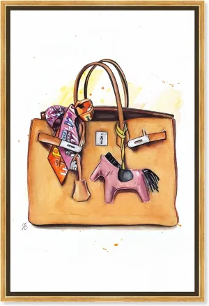 The Oliver Gal Artist Co. Fashion and Glam Wall Art Framed Canvas Prints 'Doll Memories - Orange Splash Bag' Handbags