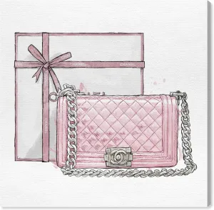 The Oliver Gal Artist Co. Oliver Gal 'A Boys Bag Blush' Pink Fashion Wall Art Print Premium Canvas 12" x 12"