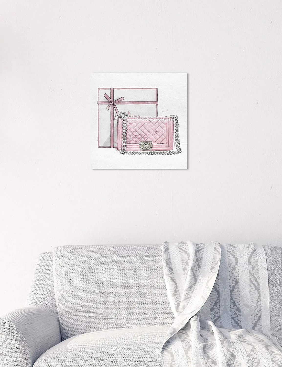 The Oliver Gal Artist Co. Oliver Gal 'A Boys Bag Blush' Pink Fashion Wall Art Print Premium Canvas 12" x 12"